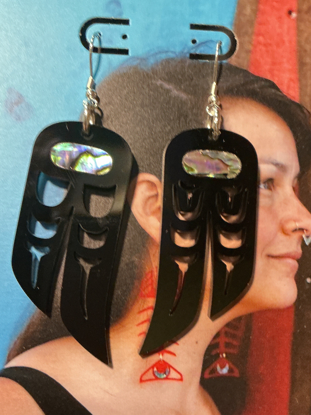 Lovebird Abalone earrings black