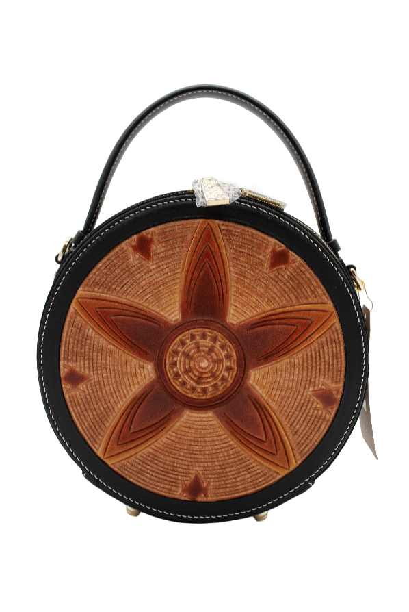Native Star Leather Basket Design Handbag
