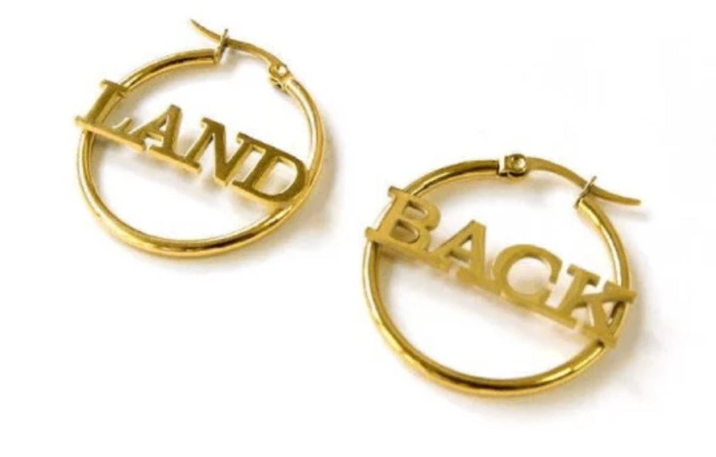 Land Back Indigenous 18k Gold plated hoop earrings