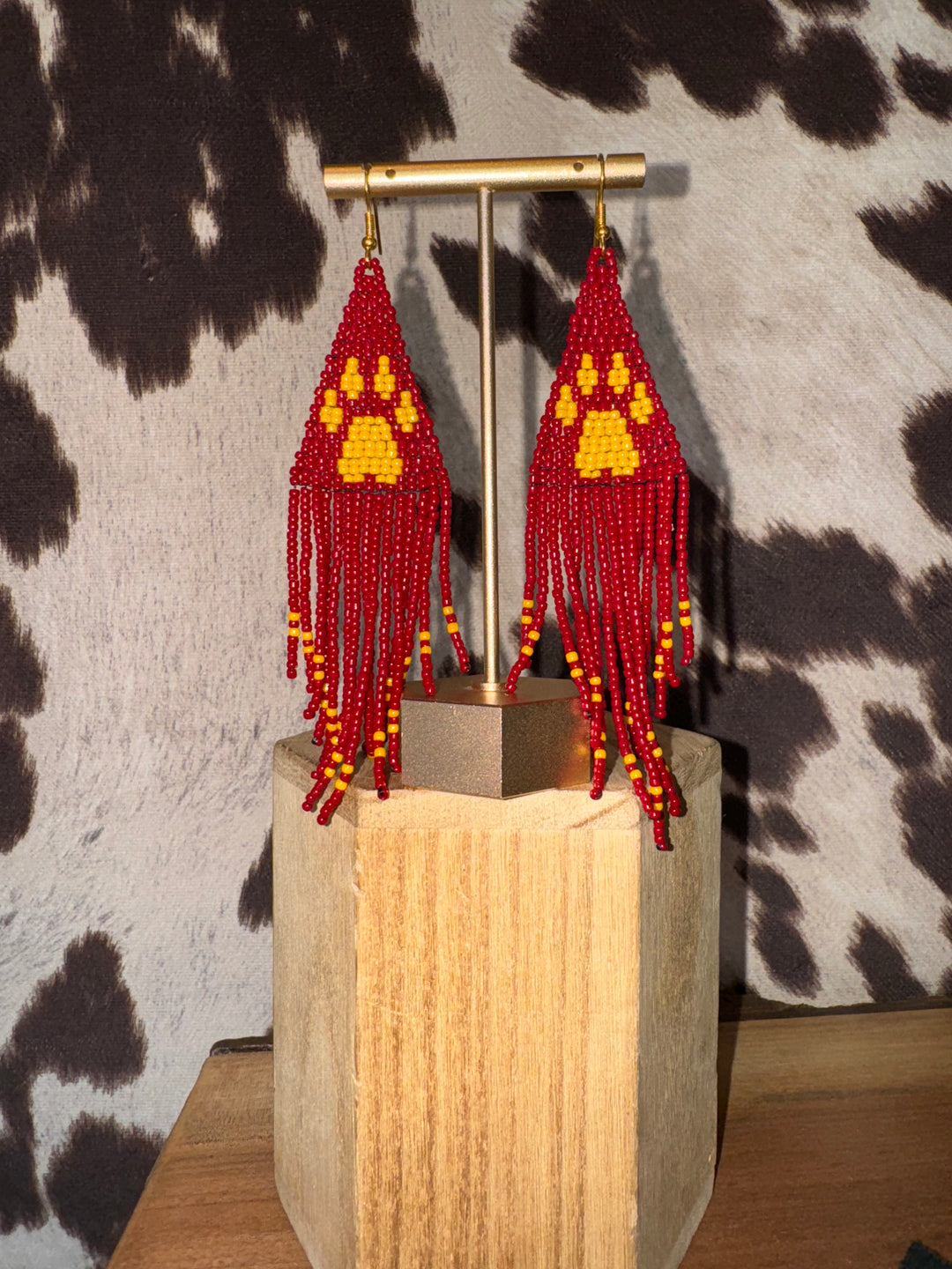 Beaded Bear Paw Earrings