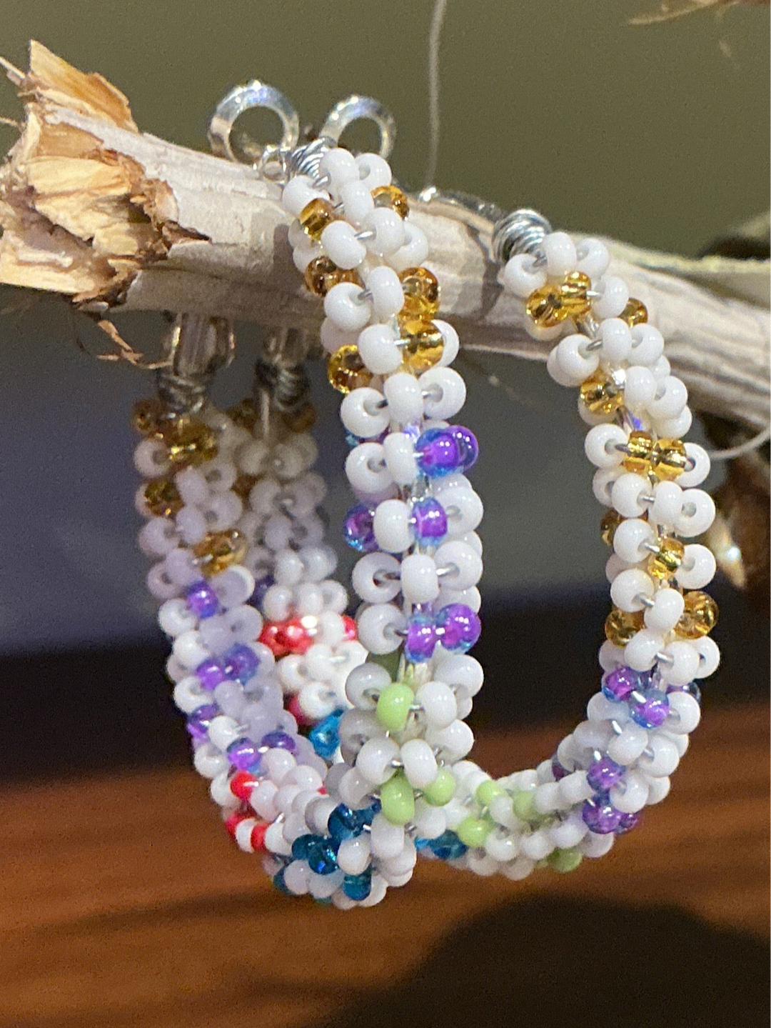Donna Littlethunder Beaded candy hoop earrings