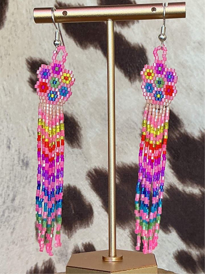 Gloria Begay Flower Drop Beaded Earrings