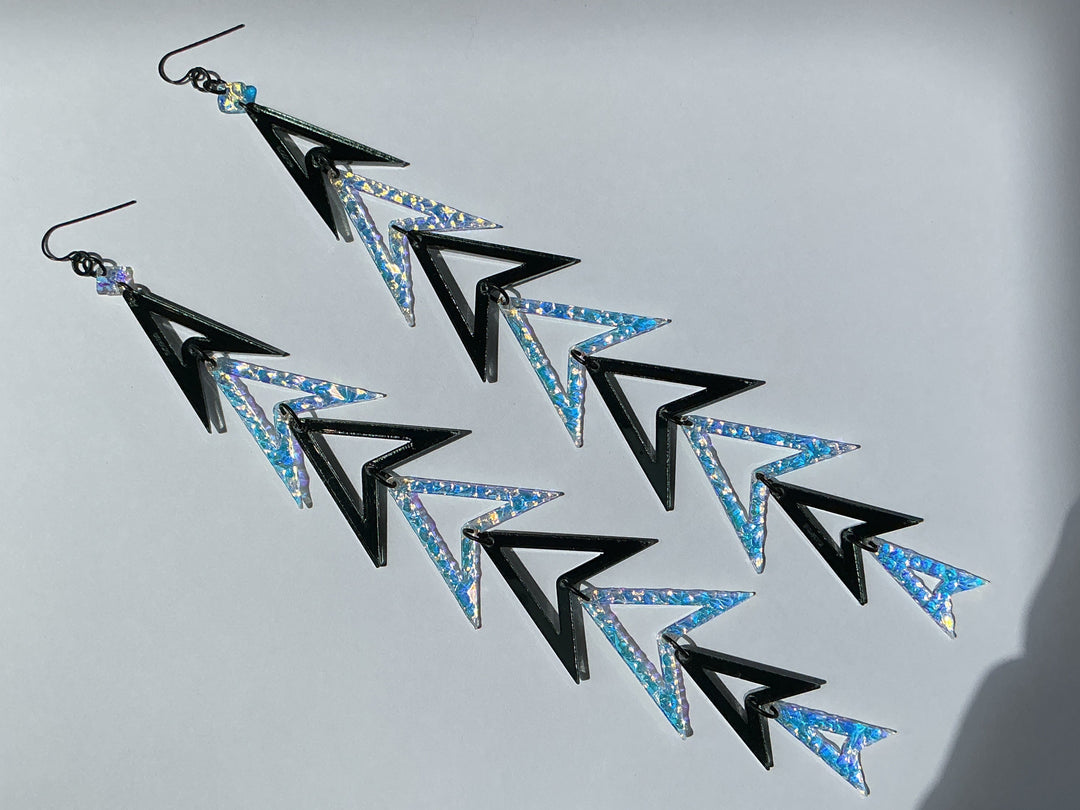 Black and Crystal Arrowhead Earrings