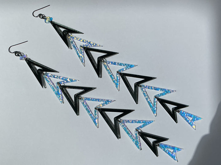 Black and Crystal Arrowhead Earrings