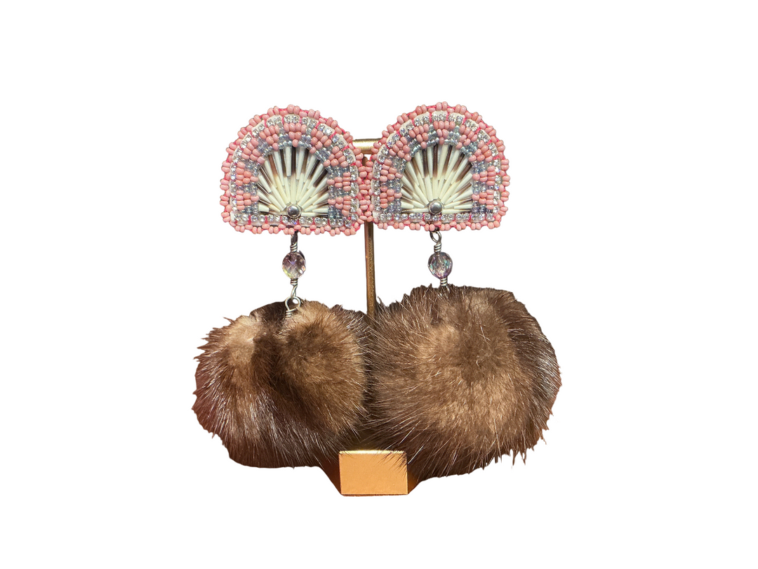Quilted Sunburst Skydome Pom Earrings