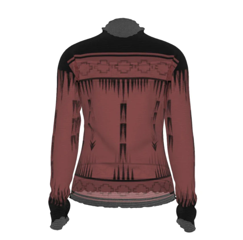 Native Print Mesh Long Sleeve shirt