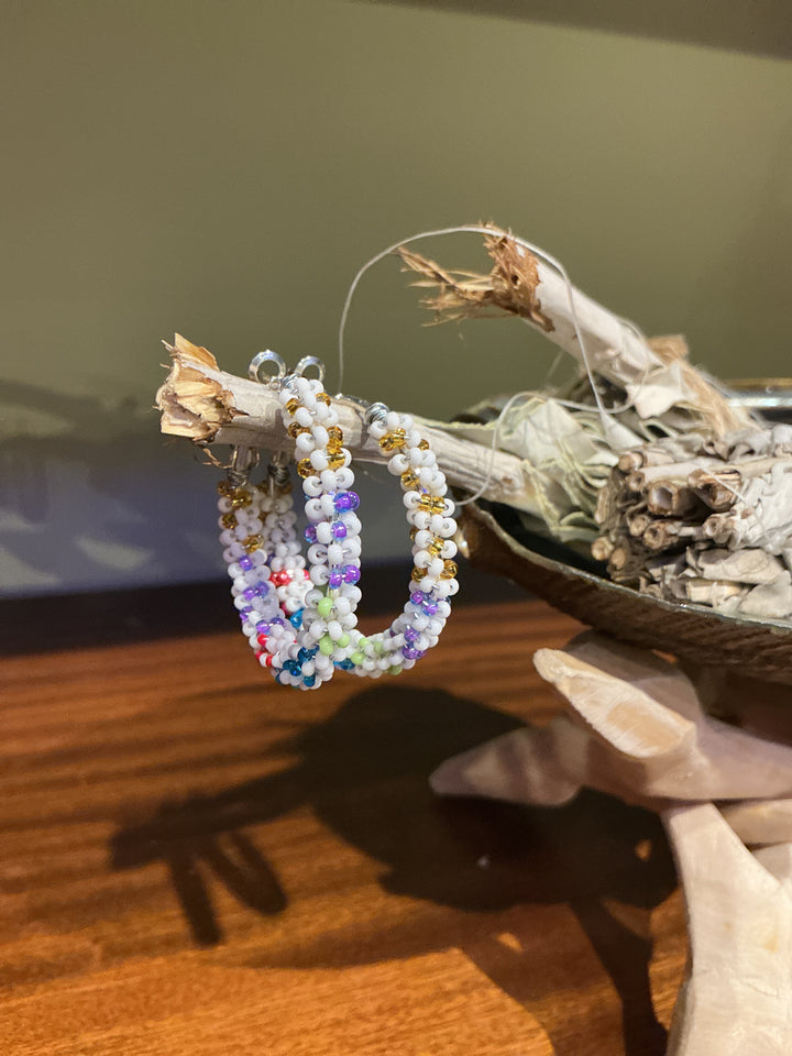 Donna Littlethunder Beaded candy hoop earrings