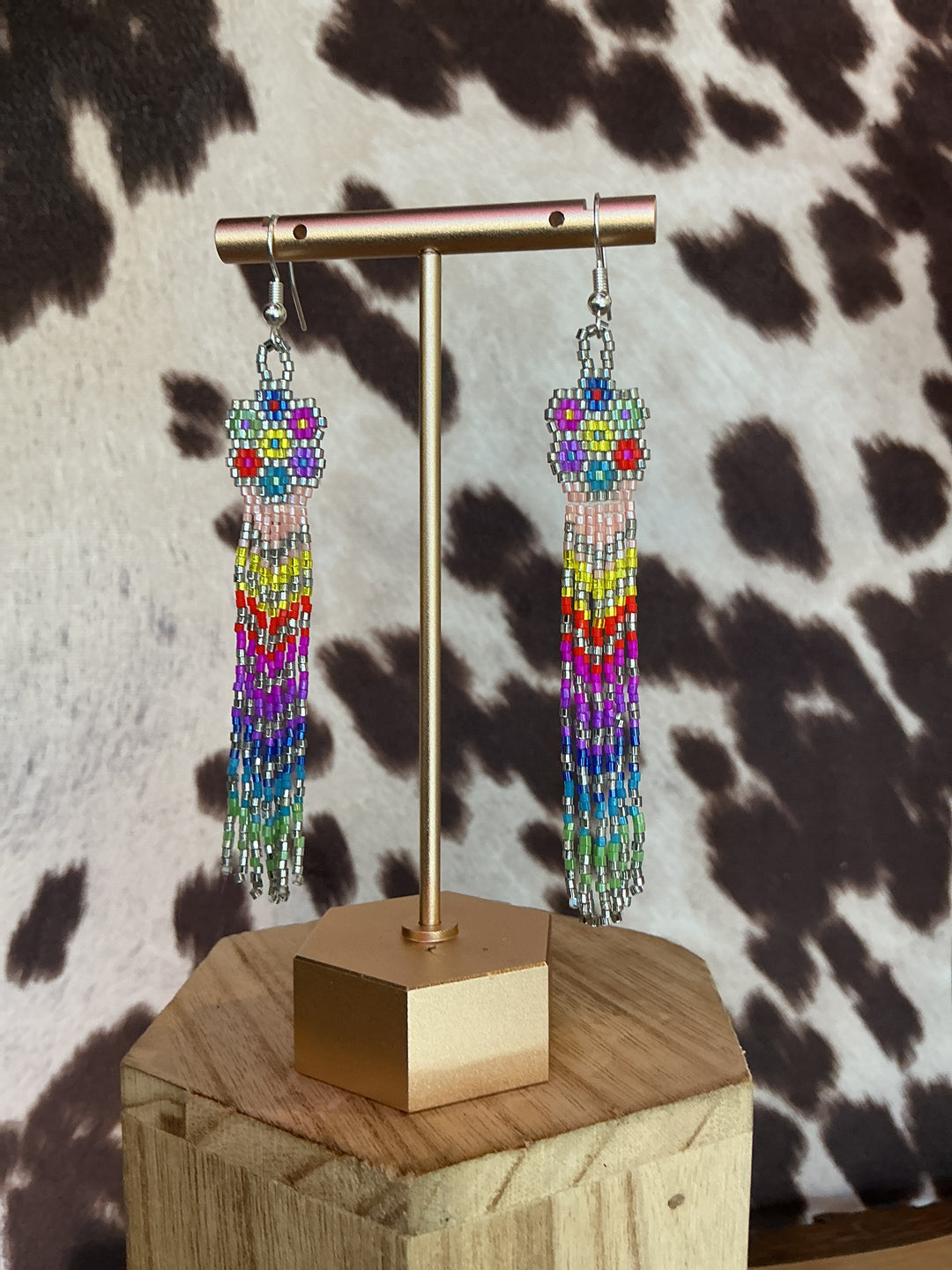 Gloria Begay Flower Drop Beaded Earrings