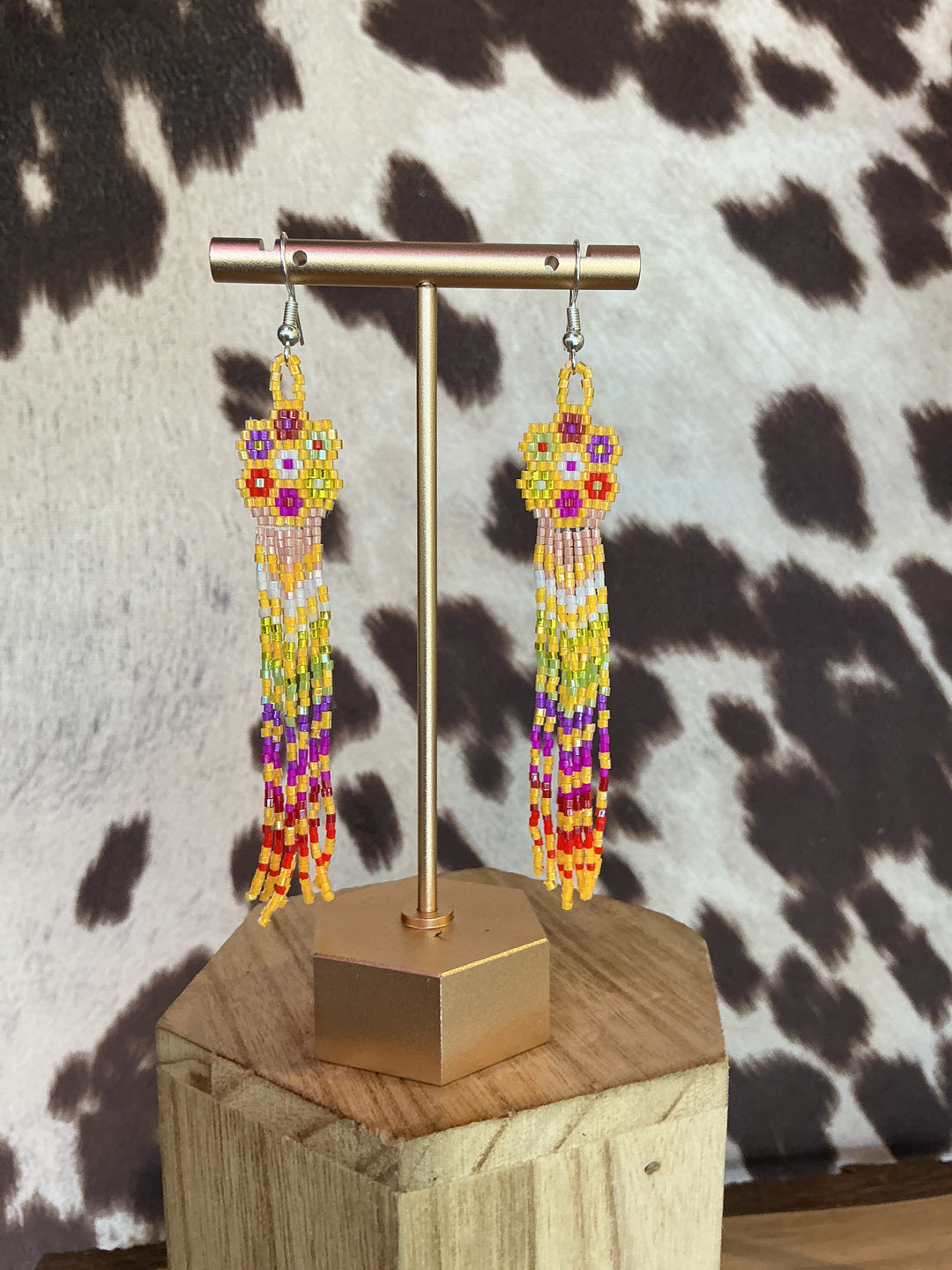 Gloria Begay Flower Drop Beaded Earrings