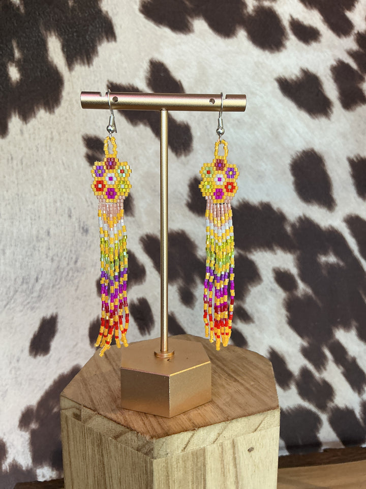 Gloria Begay Flower Drop Beaded Earrings