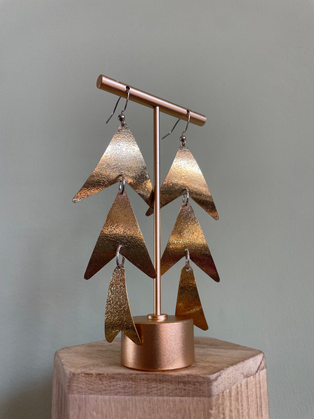 3 Brass Arrowhead Earrings