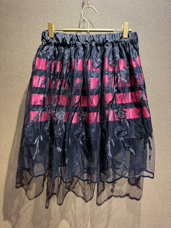 Sky-Eagle Collections Lace-Overlay Mini Ribbon Skirt