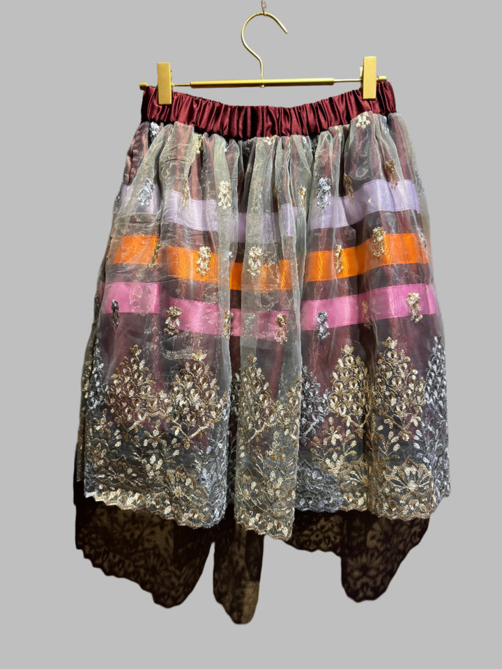 Sky-Eagle Collections Lace-Overlay Mini Ribbon Skirt