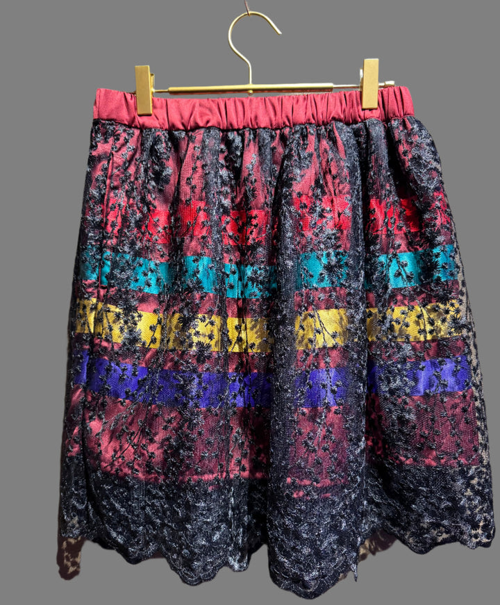 Sky-Eagle Collections Lace-Overlay Mini Ribbon Skirt