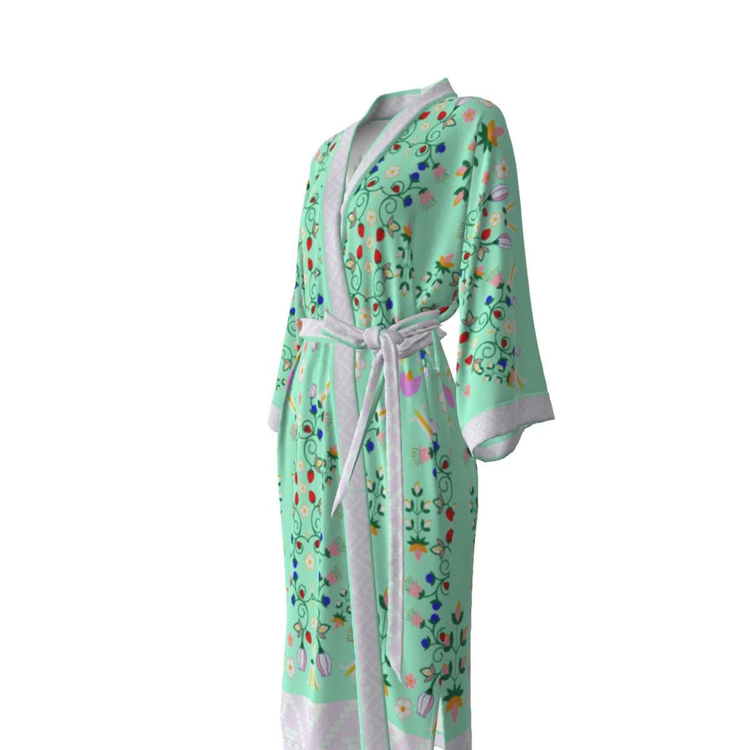 Woodland Floral Satin Kimono Robe