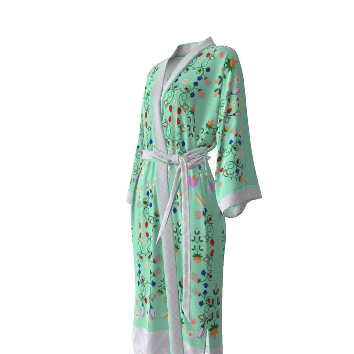 Woodland Floral Satin Kimono Robe