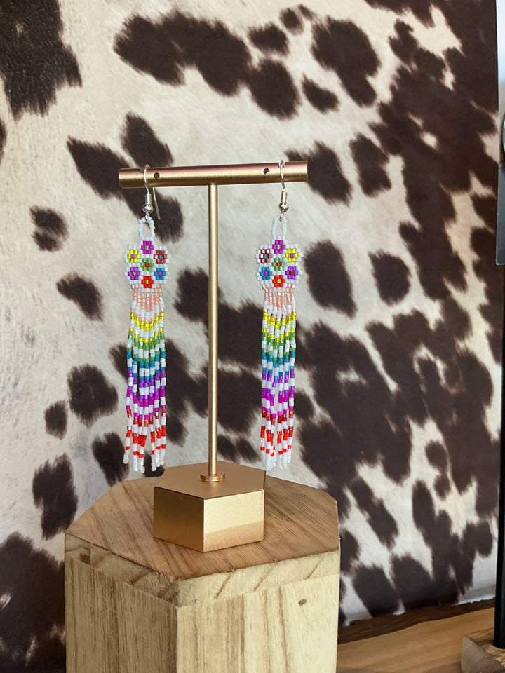 Gloria Begay Flower Drop Beaded Earrings
