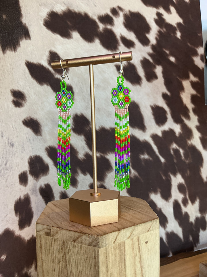 Gloria Begay Flower Drop Beaded Earrings