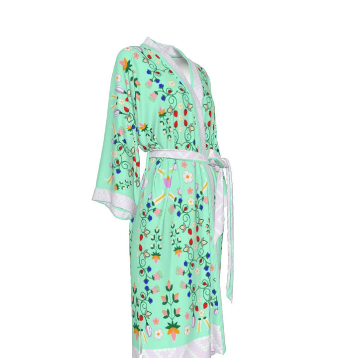 Woodland Floral Satin Kimono Robe