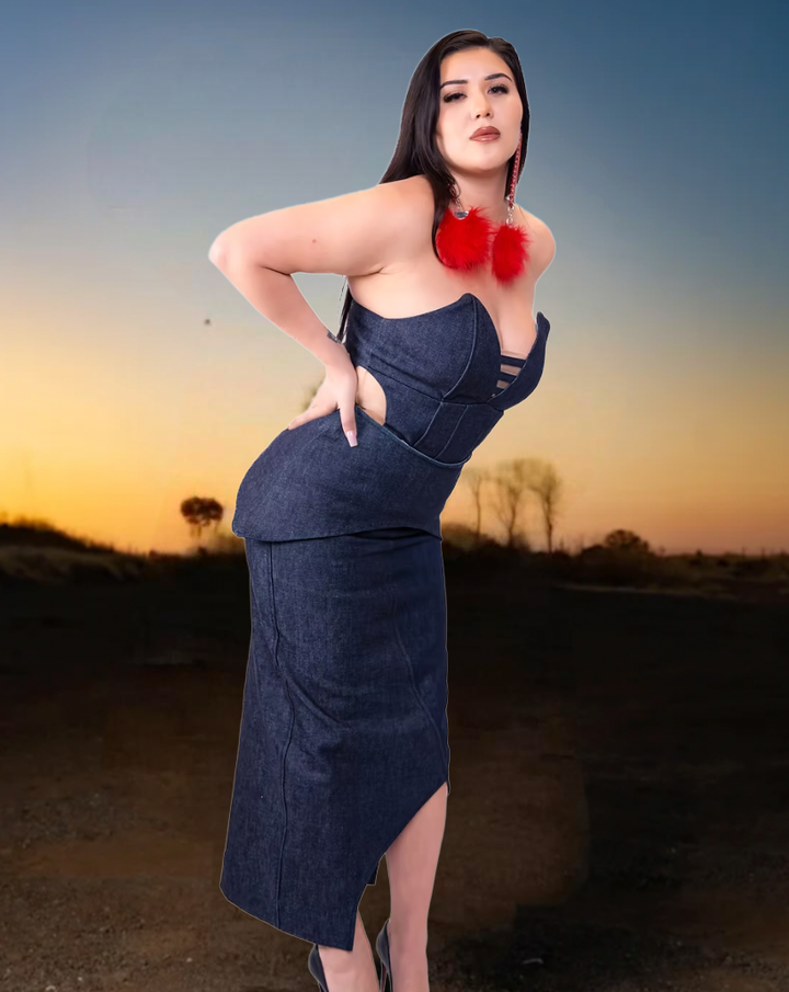K. Lookinghorse Denim Nova Skirt