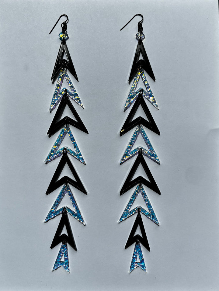 Black and Crystal Arrowhead Earrings