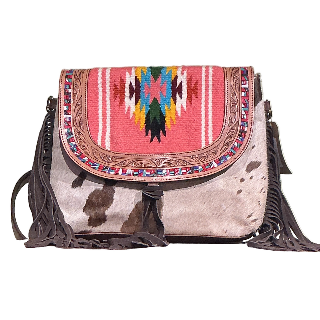 native style handbag with colorful pattern design