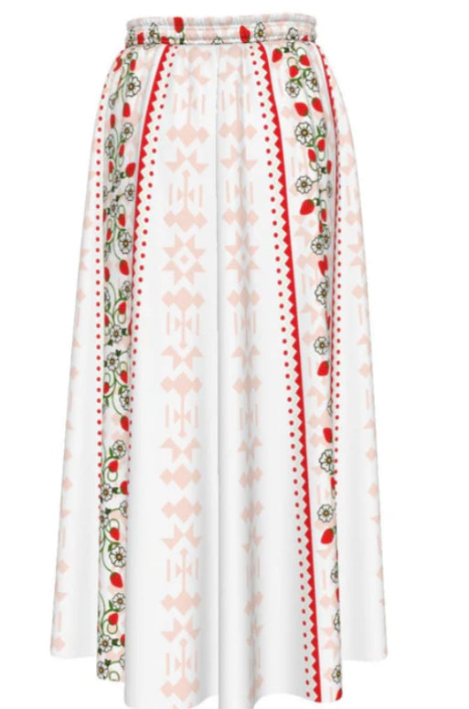Strawberry Heart Berry Chiffon Maxi Skirt