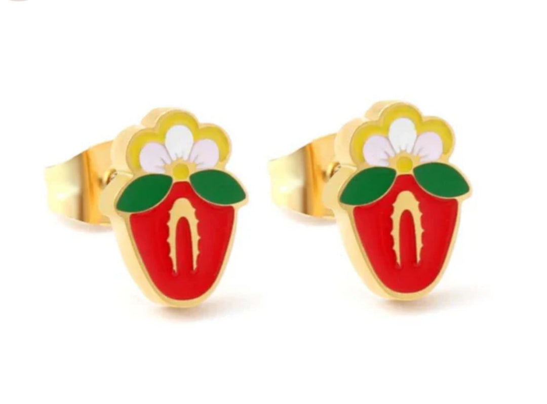 Strawberry Native Floral studs
