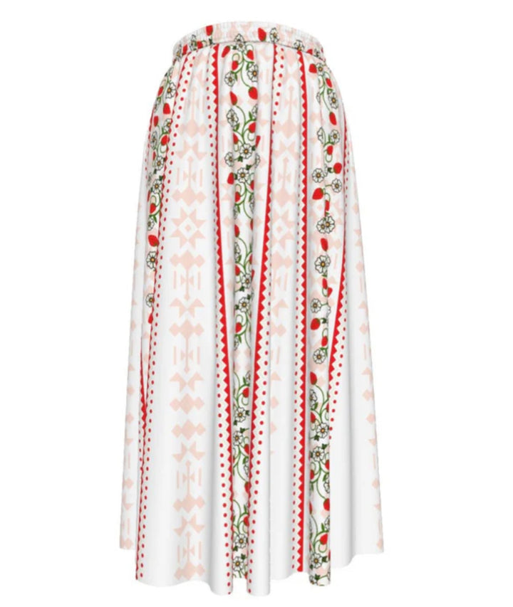 Strawberry Heart Berry Chiffon Maxi Skirt