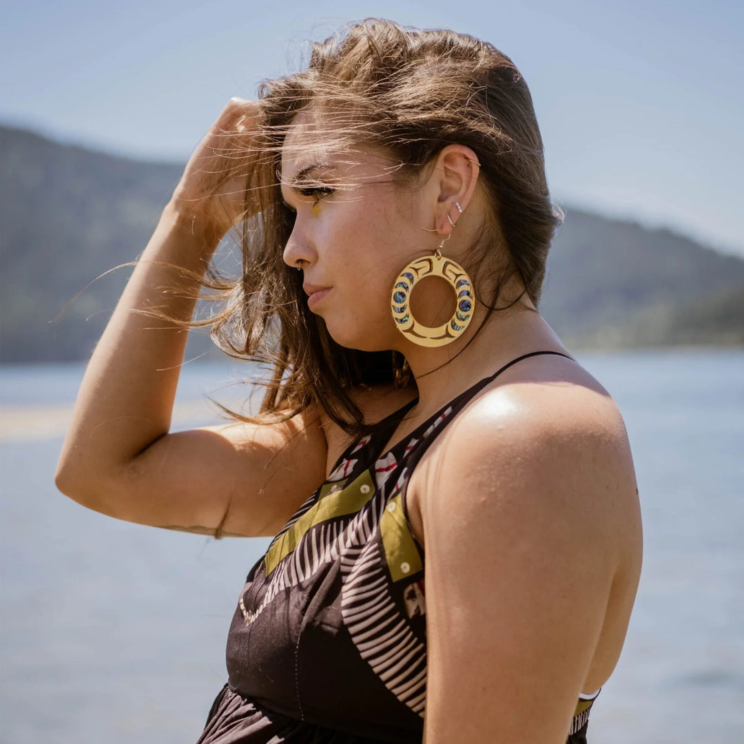 Copper Canoe Woman Earrings - Nala Hoop