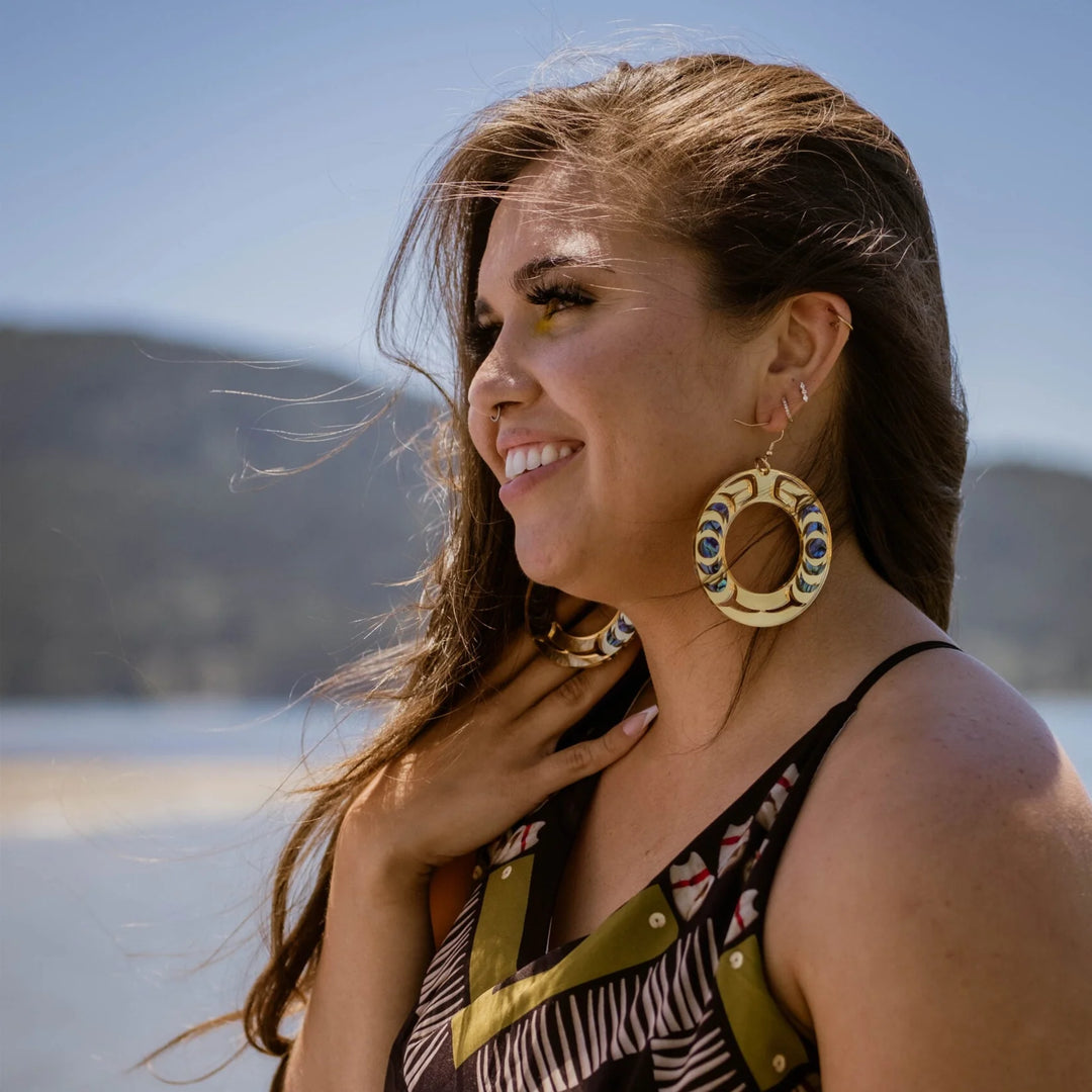 Copper Canoe Woman Earrings - Nala Hoop