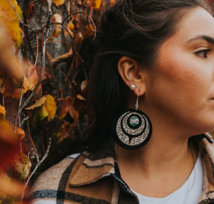 Copper Canoe Woman Earrings - Owl Eye