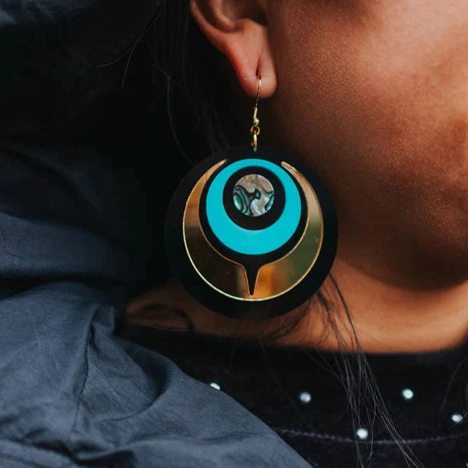 Copper Canoe Woman Earrings - Owl Eye