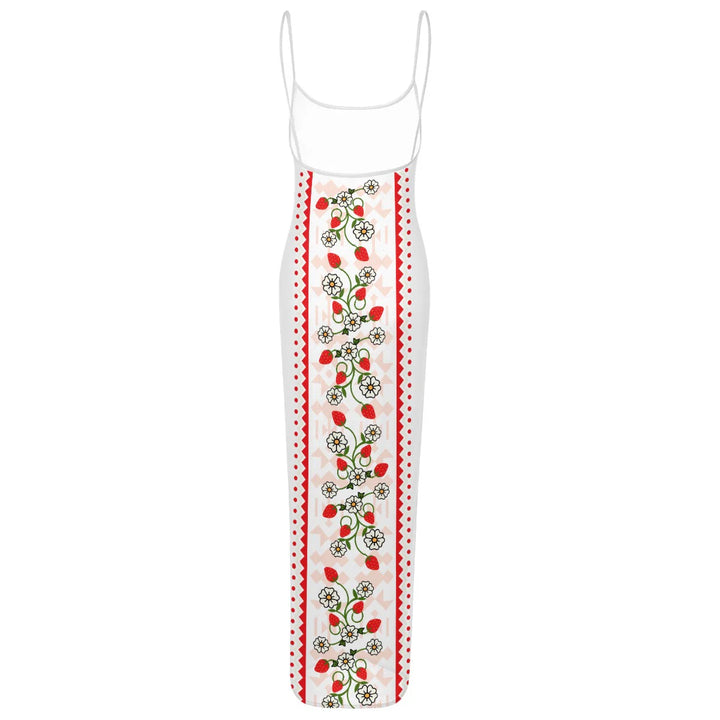 Strawberry Heart Berry Sheer Mesh Backless Dress