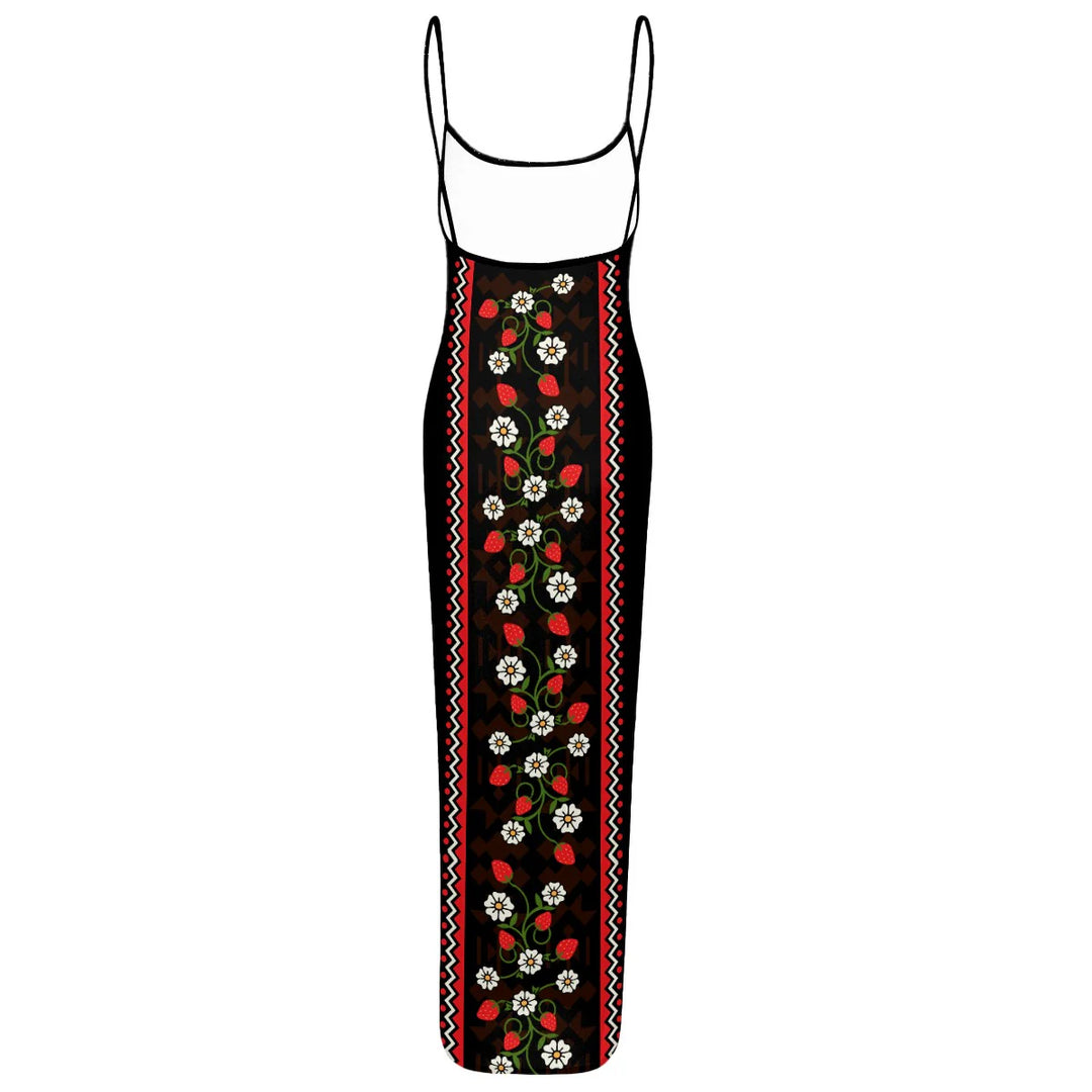 Strawberry Heart Berry Sheer Mesh Backless Dress