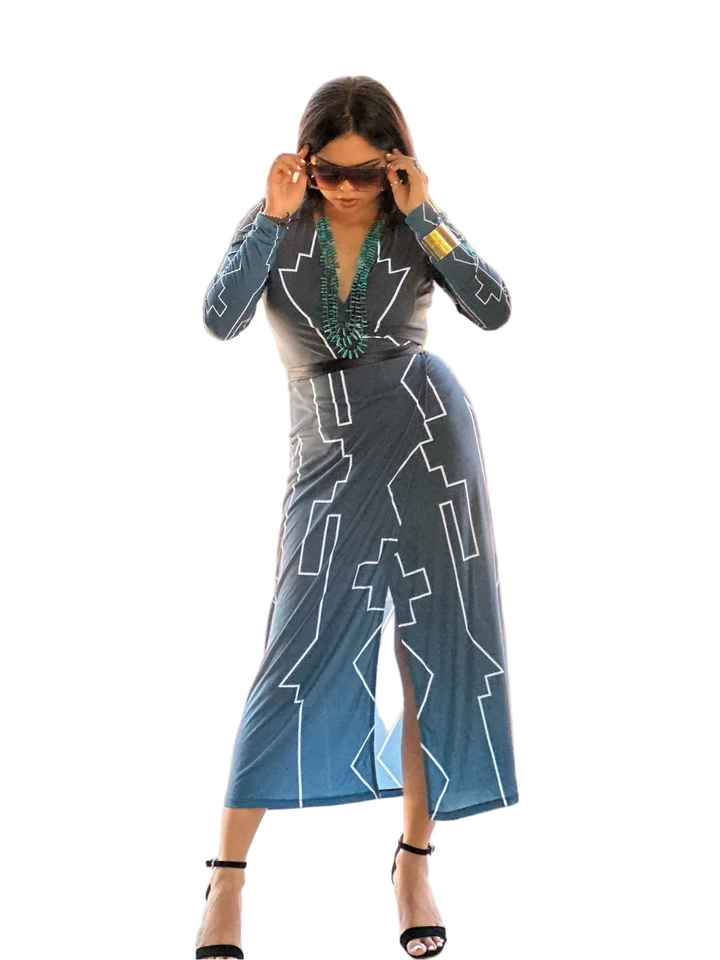 Midnight-Blue Wrap Dress