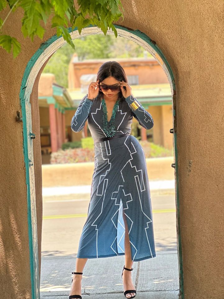 Midnight-Blue Wrap Dress