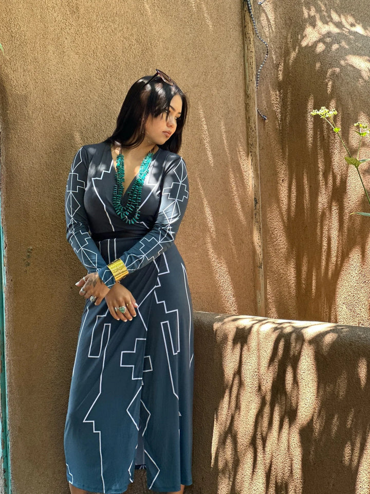 Midnight-Blue Wrap Dress