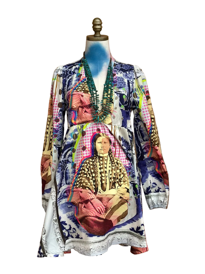 Pop Art Lantern Sleeve Dress