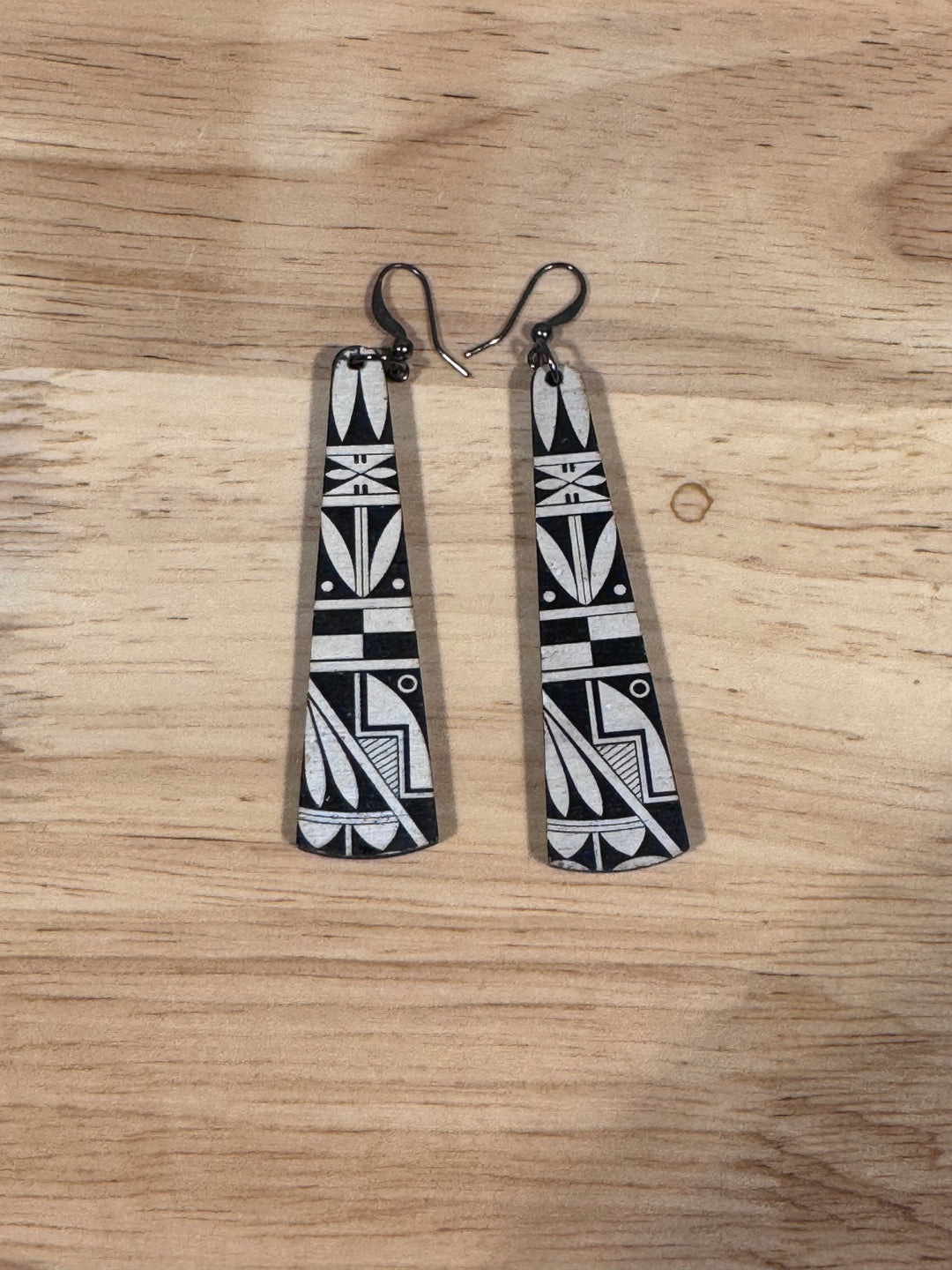 Black & White Wooden Earrings