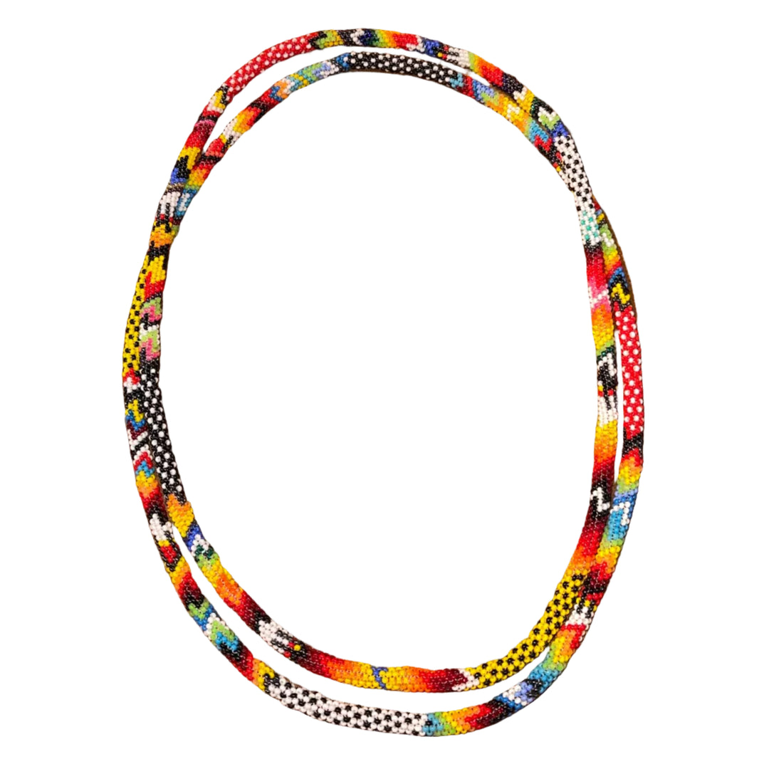 Colorful beaded hoop on a white background