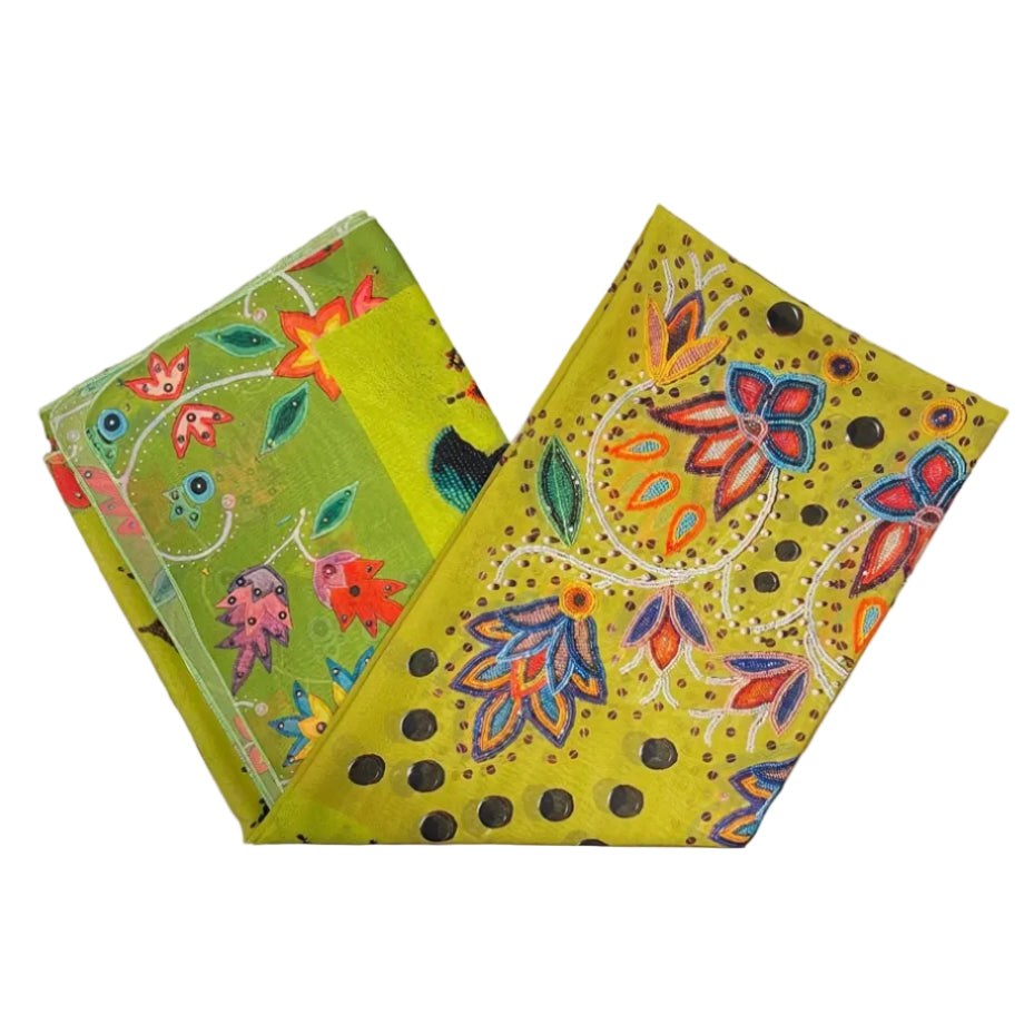 colorful fabric scarf on a white surface