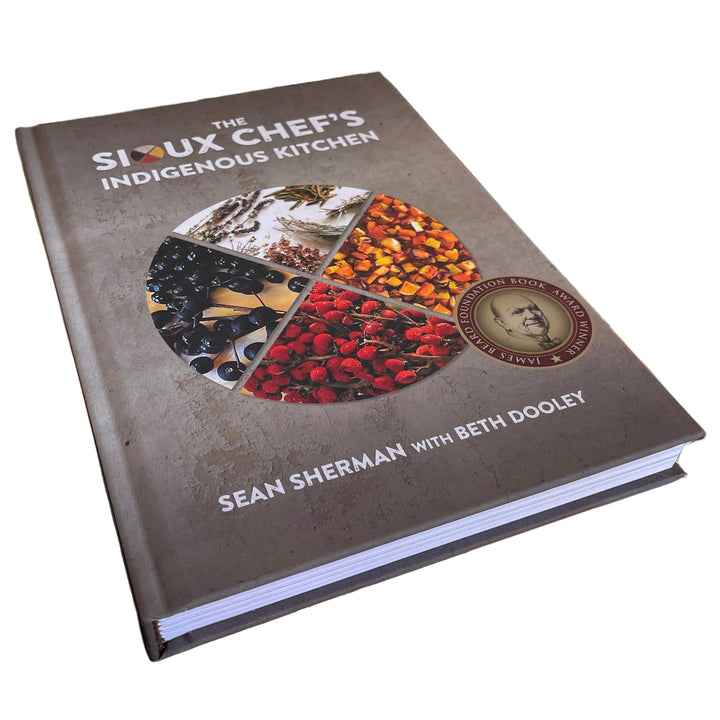 brown book on white background withe food graphics in a circle