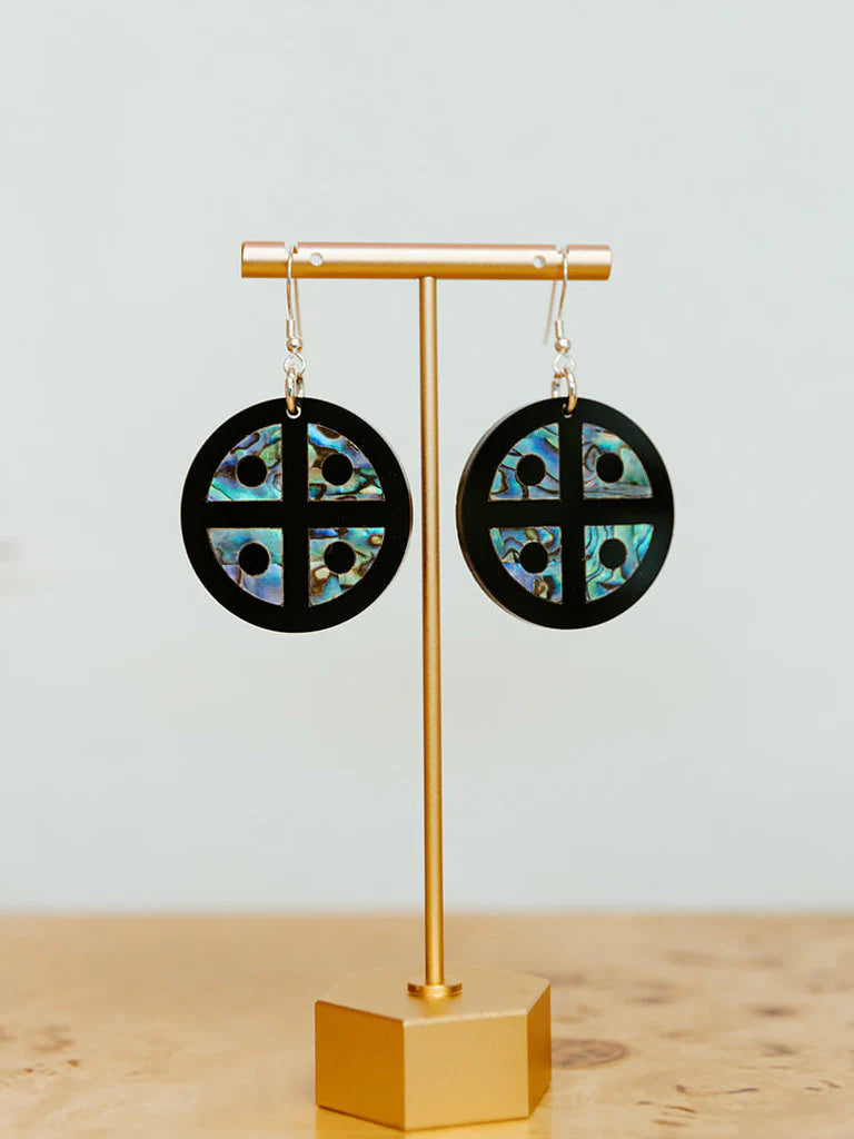 Copper Canoe Woman Protector Shield Earrings