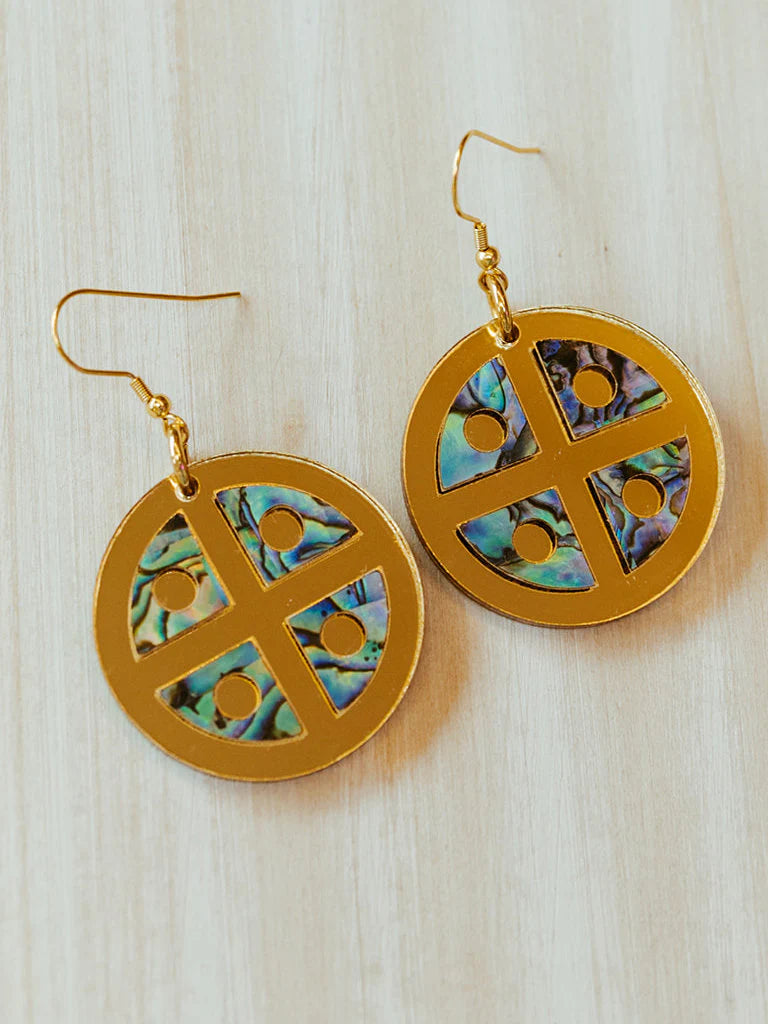 Copper Canoe Woman Protector Shield Earrings