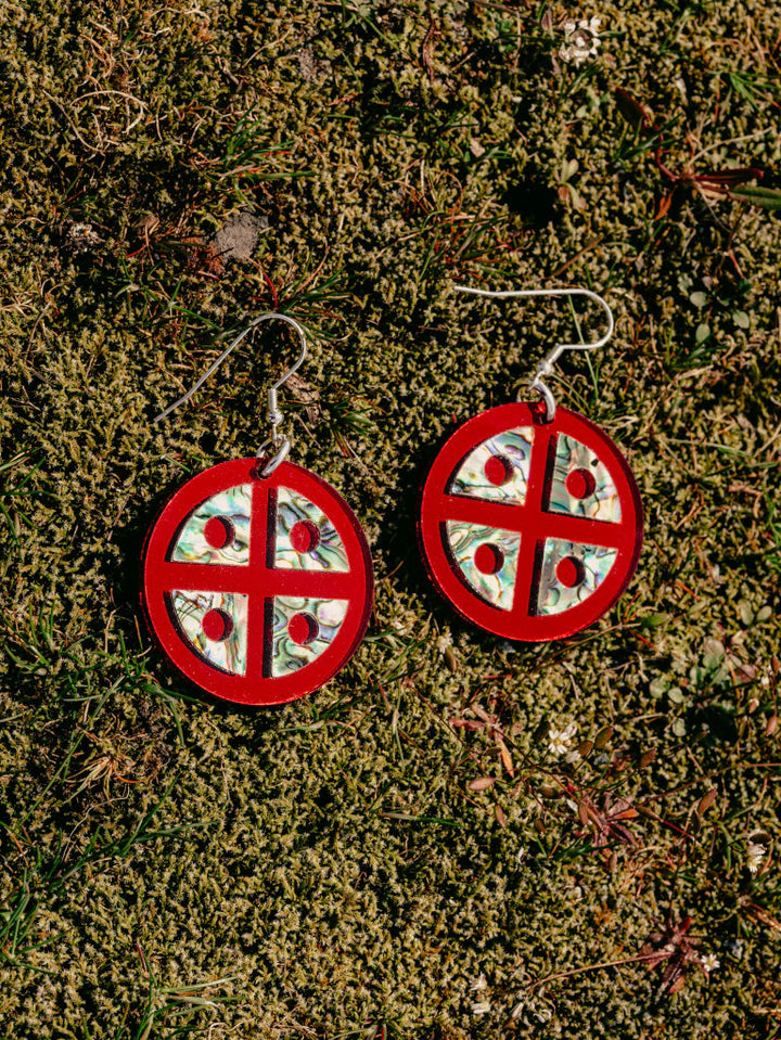 Copper Canoe Woman Protector Shield Earrings