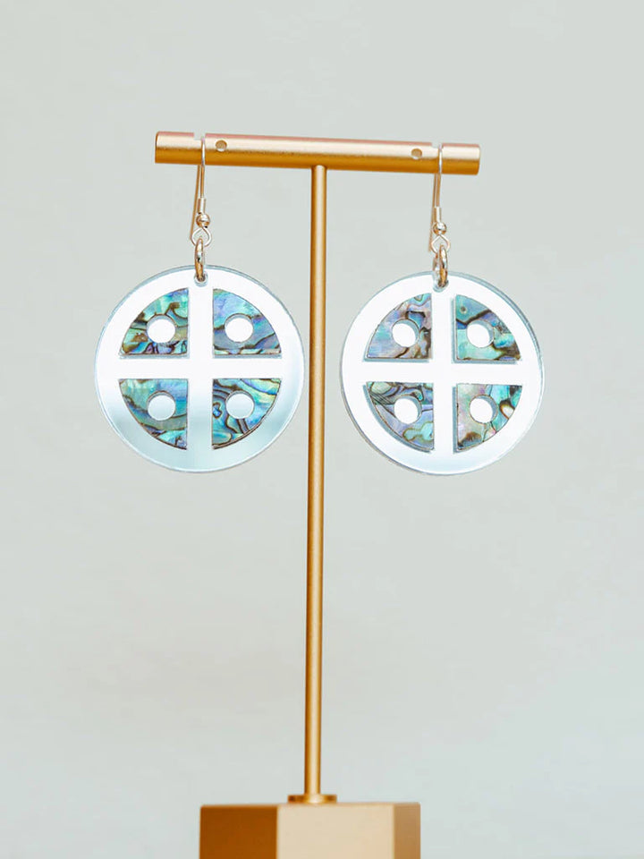 Copper Canoe Woman Protector Shield Earrings