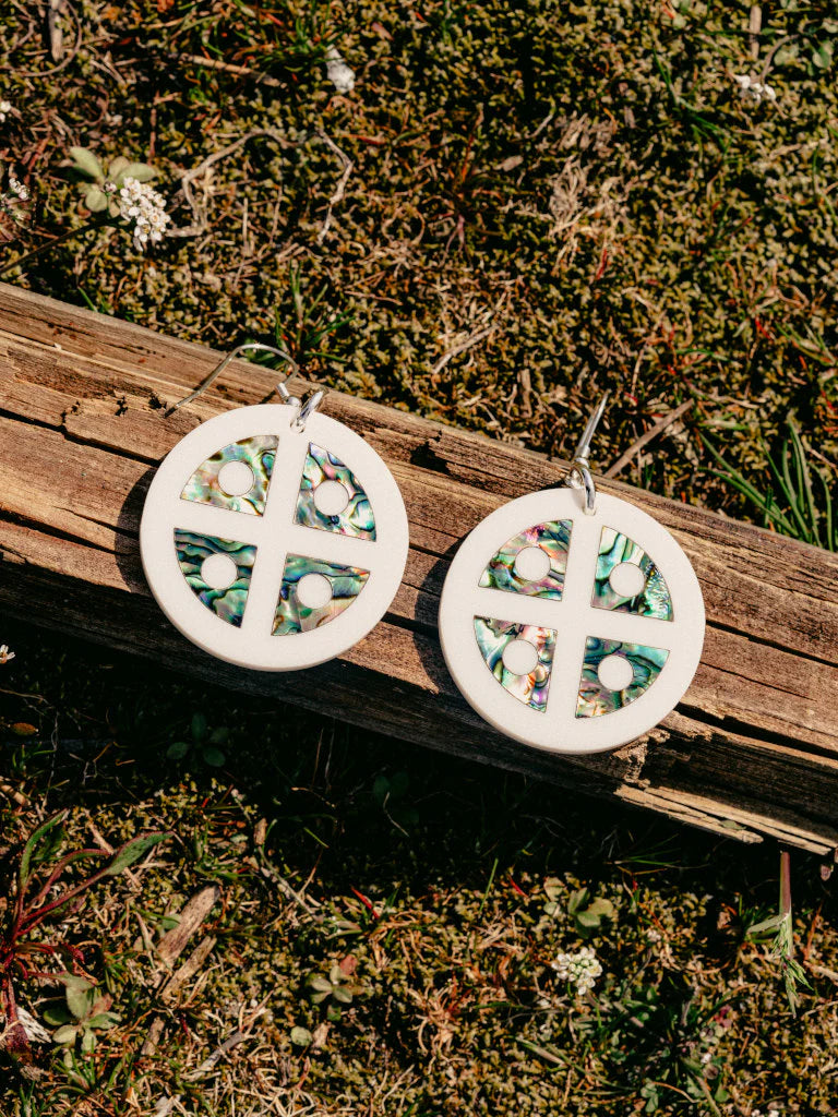 Copper Canoe Woman Protector Shield Earrings