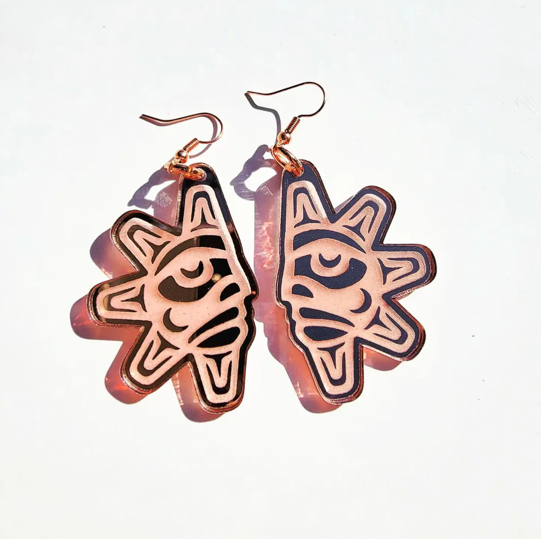 Copper Canoe Woman Balance Sun Earrings