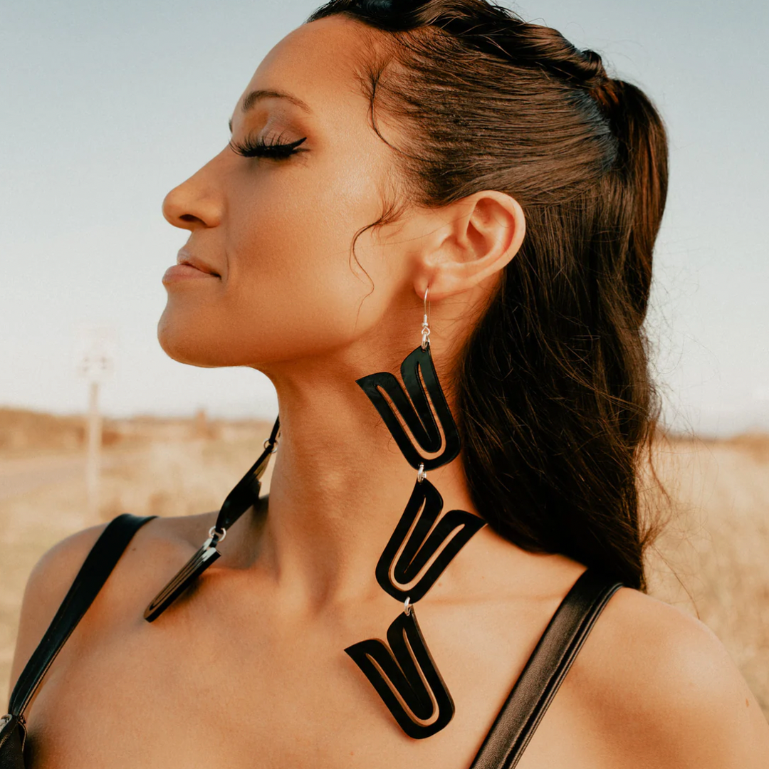 Copper Canoe Woman Formline Cascade Earring